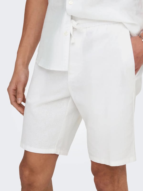 Only&Sons ONSLINUS 0007 COT LIN SHORTS NOOS Beyaz Erkek Şort