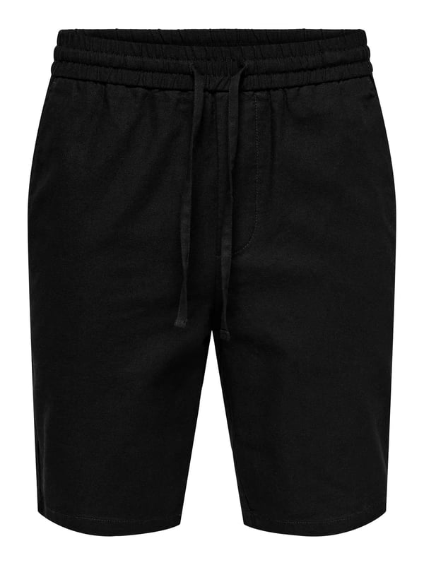 Only&Sons ONSLINUS 0007 COT LIN SHORTS NOOS Siyah Erkek Şort