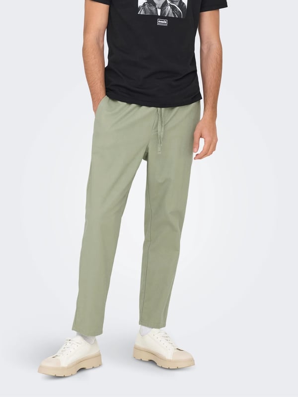 Only&Sons ONSLINUS CROP 0007 COT LIN PNT NOOS Haki Erkek Pantolon
