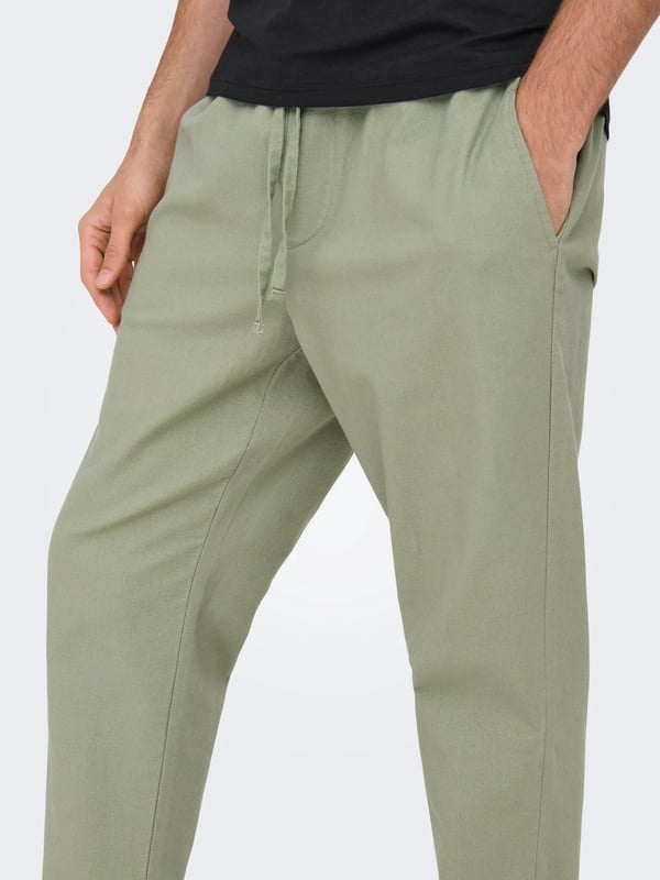Only&Sons ONSLINUS CROP 0007 COT LIN PNT NOOS Haki Erkek Pantolon