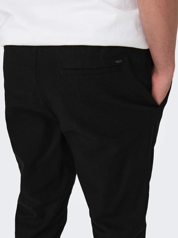Only&Sons ONSLINUS CROP 0007 COT LIN PNT NOOS Siyah Erkek Pantolon