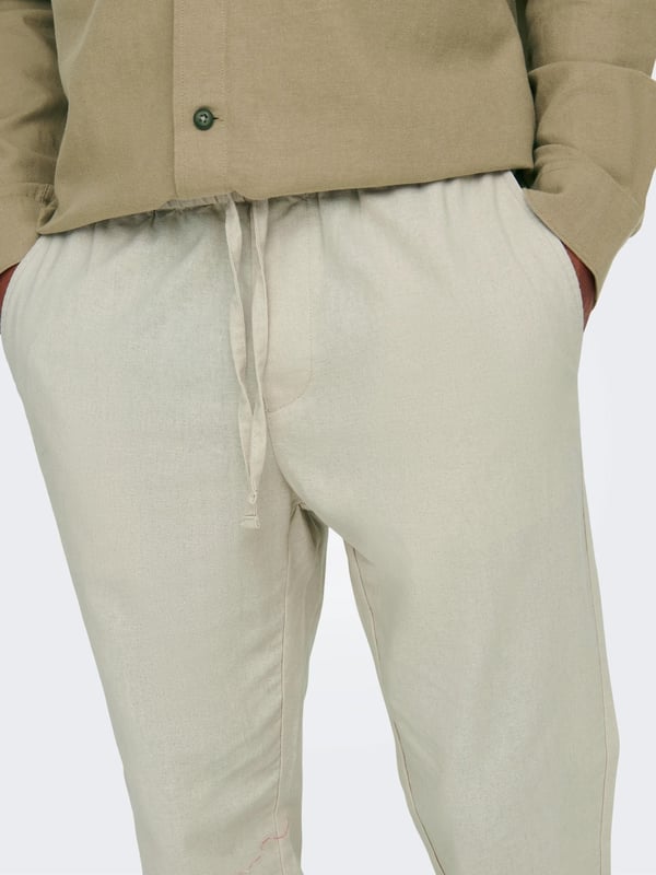 Only&Sons ONSLINUS CROP 0007 COT LIN PNT NOOS Bej Erkek Pantolon