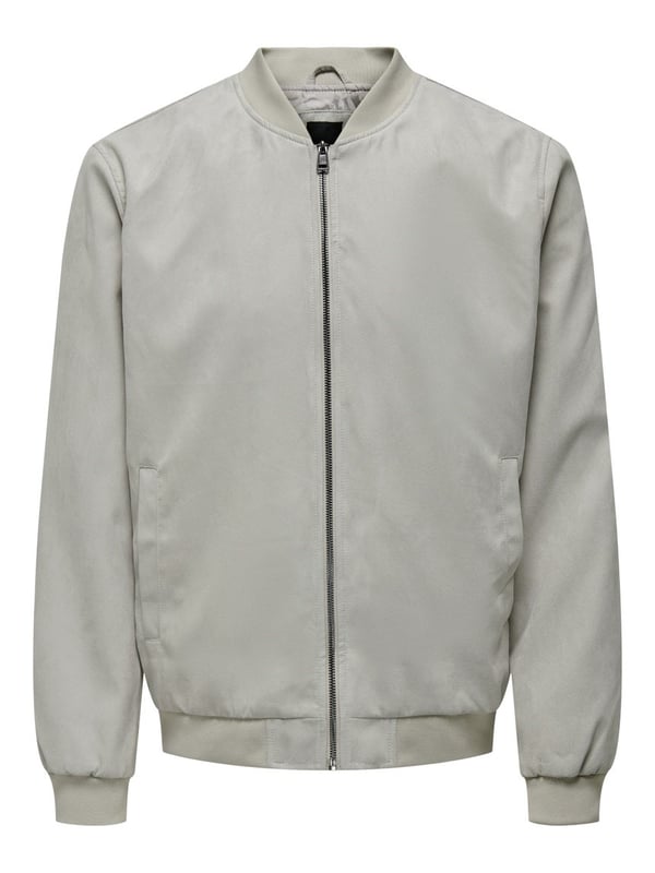 Only&Sons ONSLUCAS FAKE SUEDE BOMBER OTW NOOS Gümüş Erkek Mont