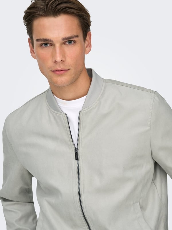 Only&Sons ONSLUCAS FAKE SUEDE BOMBER OTW NOOS Gümüş Erkek Mont