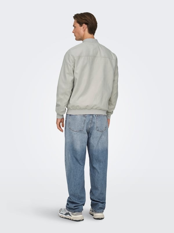 Only&Sons ONSLUCAS FAKE SUEDE BOMBER OTW NOOS Gümüş Erkek Mont