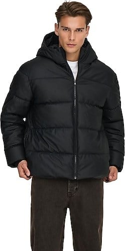 Only&Sons ONSMICHAEL WATER REP. PUFFER OTW Siyah Erkek Ceket