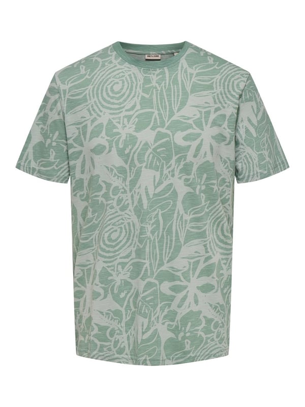Only&Sons ONSPERRY FLOWER LIFE AOP REG SS TEE Haki Erkek T-Shirt