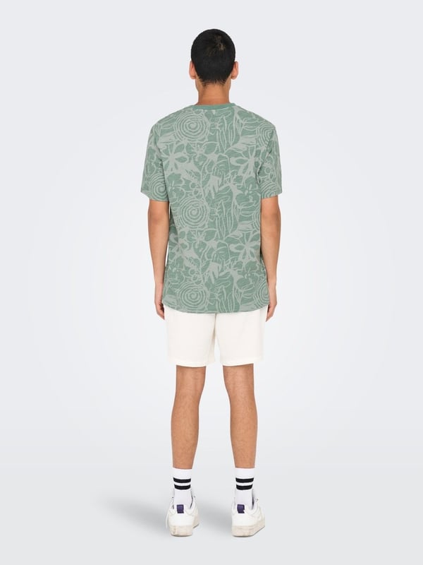 Only&Sons ONSPERRY FLOWER LIFE AOP REG SS TEE Haki Erkek T-Shirt