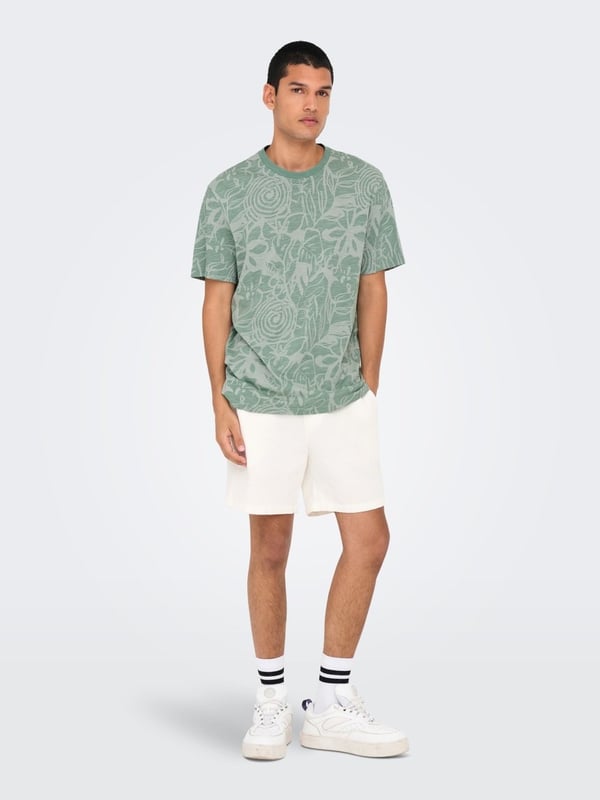 Only&Sons ONSPERRY FLOWER LIFE AOP REG SS TEE Haki Erkek T-Shirt