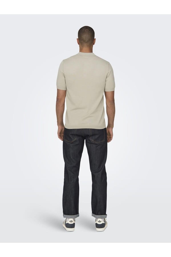 Only&Sons ONSWYLER REG 14 SS POLO KNIT NOOS Gri Erkek T-Shirt