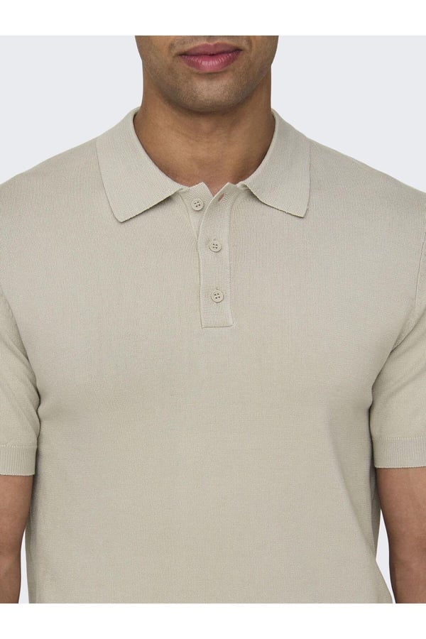 Only&Sons ONSWYLER REG 14 SS POLO KNIT NOOS Gri Erkek T-Shirt
