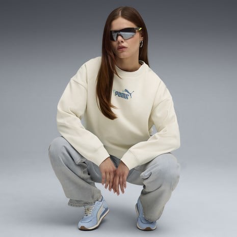 Puma ESS NATURE 2.0  Crew Beyaz Kadın Sweatshirt