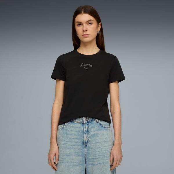Puma ESS SCRIPT Tee Siyah Kadın T-Shirt