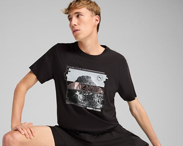 Puma GRAPHICS SEASONS UNISEX TEE Siyah Erkek T-Shirt