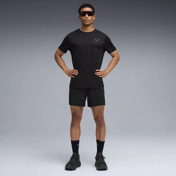 Puma M Run Illustration Graphic T Siyah Erkek T-Shirt