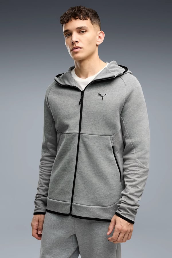 Puma PUMATECH Full-Zip Hoodie Gri Erkek Sweatshirt