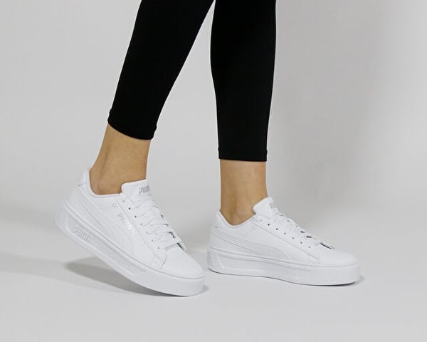 Puma Smash Platform v3 Beyaz Kadın Günlük Spor Ayakkabı