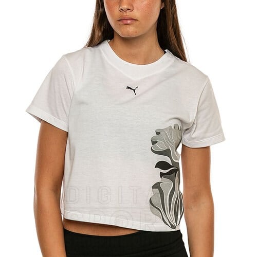 Puma W FLORAL RIBBON GRAPHIC TEE Beyaz Erkek T-Shirt
