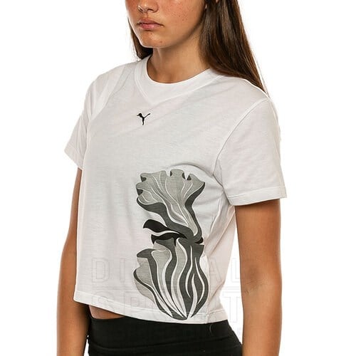 Puma W FLORAL RIBBON GRAPHIC TEE Beyaz Erkek T-Shirt