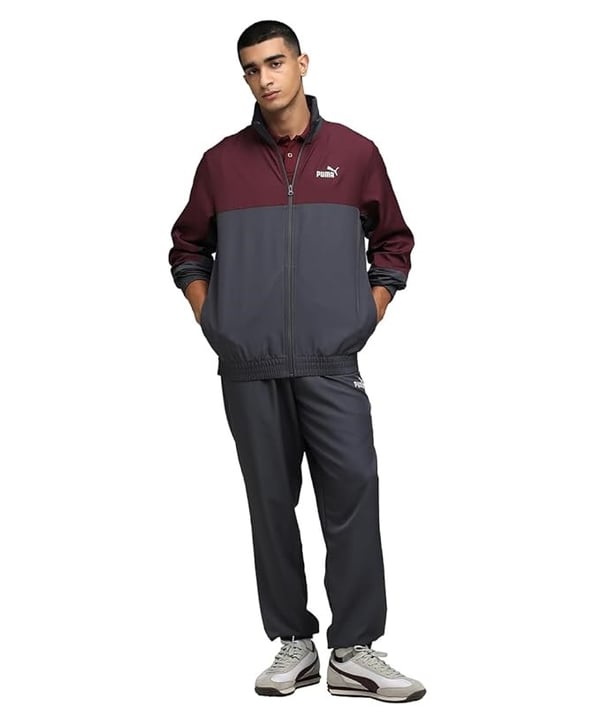 Puma Woven Colorblock Tracksuit Gri Erkek Eşofman Takımı