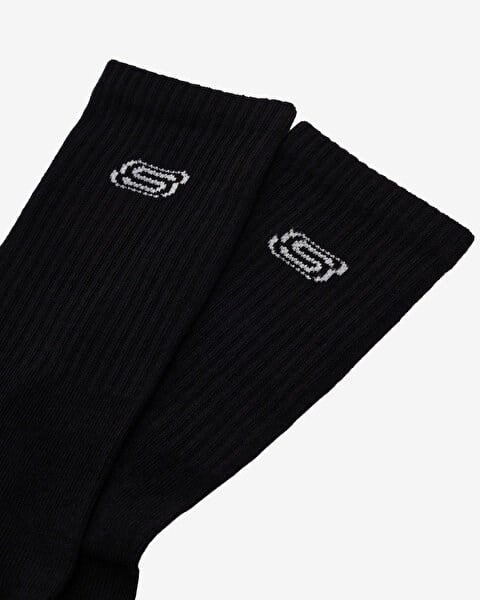 Skechers 2'li Paket Athleisure S Logo Uzun Çorap Siyah Unisex Çorap