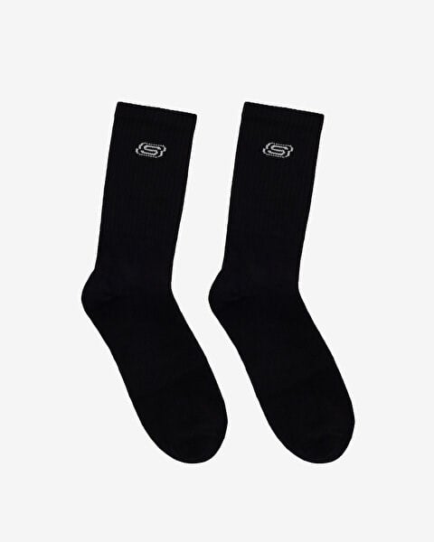 Skechers 2'li Paket Athleisure S Logo Uzun Çorap Siyah Unisex Çorap