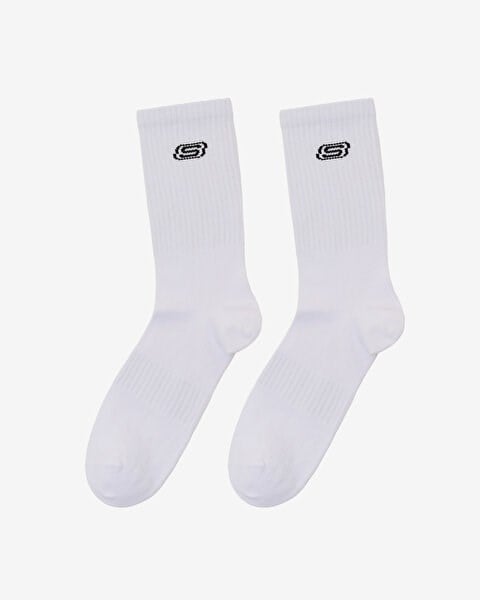 Skechers 2'li Paket Athleisure S Logo Uzun Çorap Beyaz Unisex Çorap
