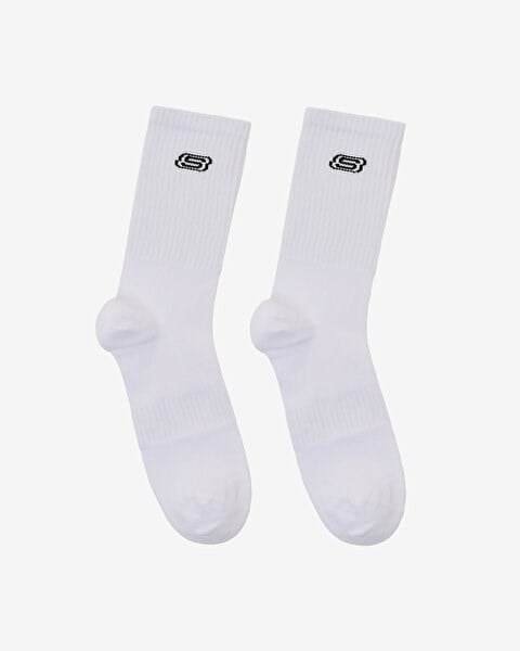 Skechers 2'li Paket Athleisure S Logo Uzun Çorap Beyaz Unisex Çorap