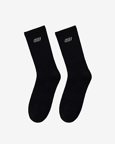 Skechers 2'li Paket Athleisure S Logo Uzun Çorap Siyah Unisex Çorap