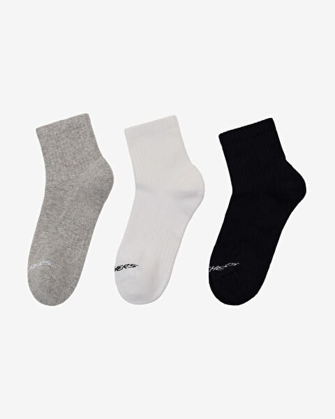 Skechers 3'lü Paket Sport Yarı Destekli Bilek Üstü Çorap Siyah Unisex Çorap