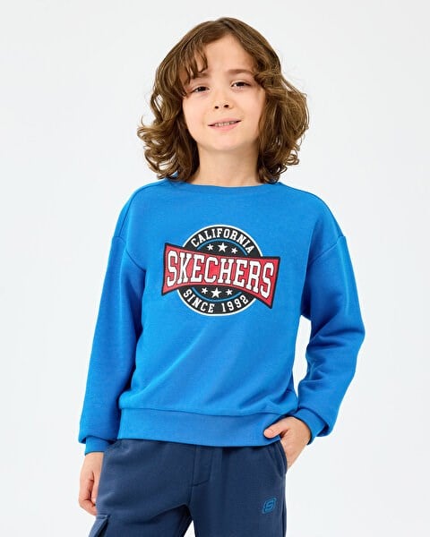 Skechers B Crewneck Sweatshirt Mavi Erkek Çocuk Sweatshirt