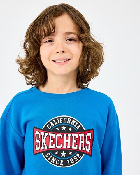 Skechers B Crewneck Sweatshirt Mavi Erkek Çocuk Sweatshirt