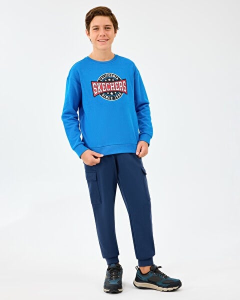 Skechers B Crewneck Sweatshirt Mavi Erkek Çocuk Sweatshirt