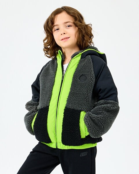 Skechers B Outdoor Fleece Full Zip Sherpa Siyah Erkek Çocuk Ceket