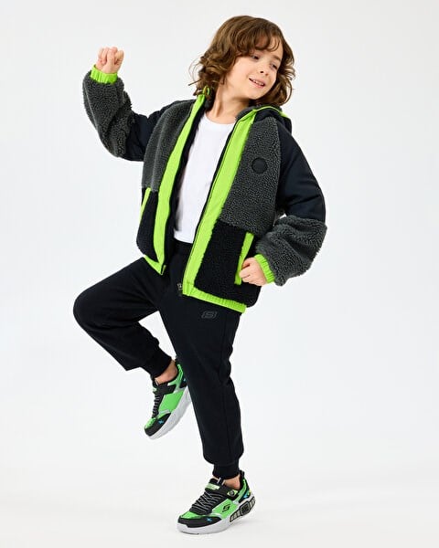 Skechers B Outdoor Fleece Full Zip Sherpa Siyah Erkek Çocuk Ceket