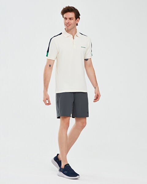 Skechers M Color Block Detail Polo Kırık Beyaz Erkek T-Shirt