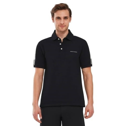 Skechers M Color Block Detail Polo Siyah Erkek T-Shirt