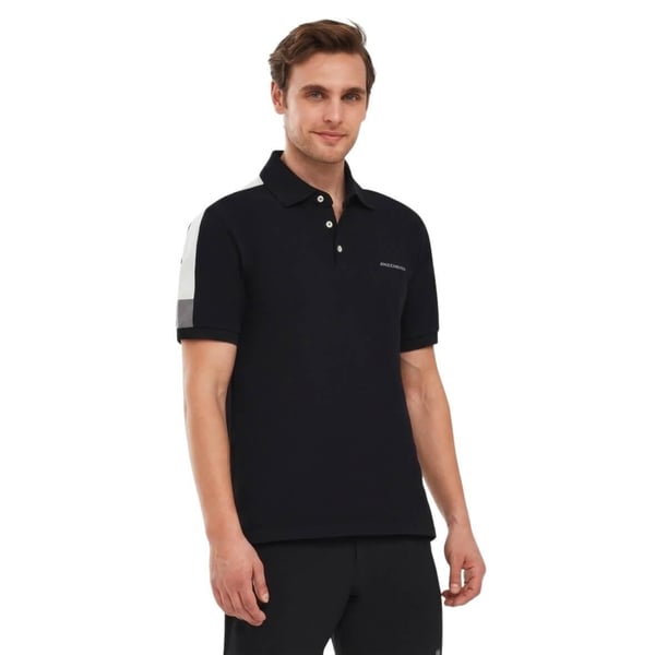 Skechers M Color Block Detail Polo Siyah Erkek T-Shirt
