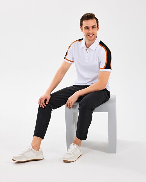 Skechers M Color Block Polo Beyaz Erkek T-Shirt