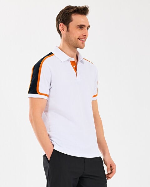 Skechers M Color Block Polo Beyaz Erkek T-Shirt