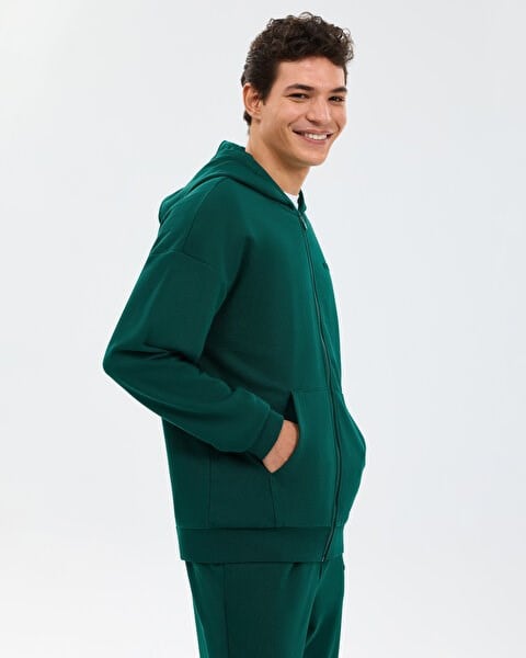 Skechers M Essential Full Zip Hoodie Sweatshirt Yeşil Erkek Sweatshirt