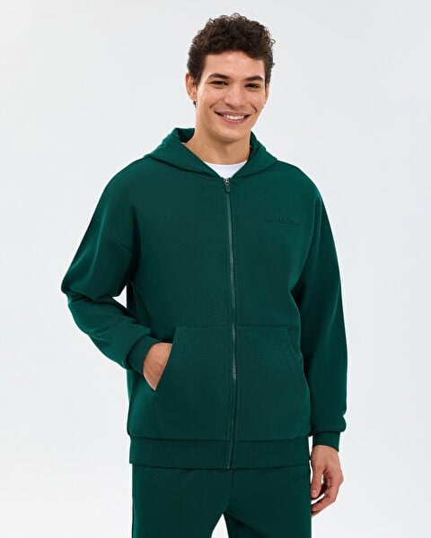 Skechers M Essential Full Zip Hoodie Sweatshirt Yeşil Erkek Sweatshirt
