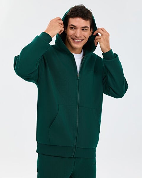 Skechers M Essential Full Zip Hoodie Sweatshirt Yeşil Erkek Sweatshirt