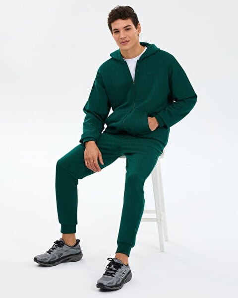 Skechers M Essential Full Zip Hoodie Sweatshirt Yeşil Erkek Sweatshirt