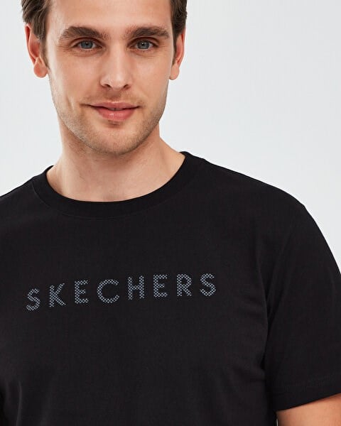 Skechers M GRAPHIC TEE CAMO BIG LOGO T-SHIRT Siyah Erkek T-Shirt