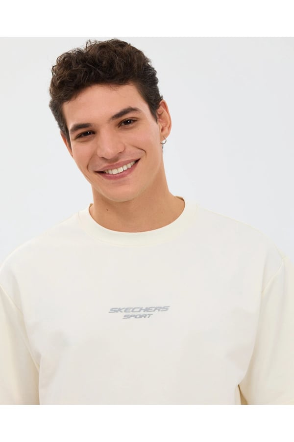 Skechers M Graphic Tee Reflect Logo Oversize T-Shirt Beyaz Erkek T-Shirt