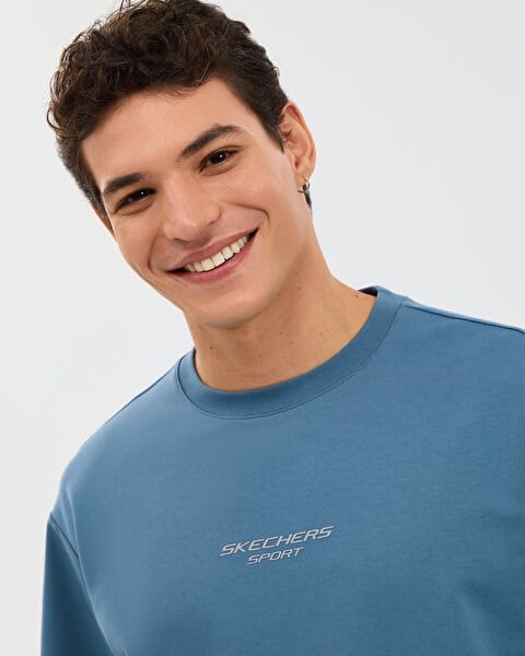 Skechers M Graphic Tee Reflect Logo Oversize T-Shirt Lacivert Erkek T-Shirt