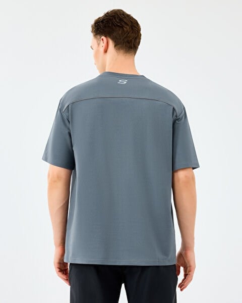 Skechers M Graphic Tee Reflect Logo Oversize T-Shirt Gri Erkek T-Shirt