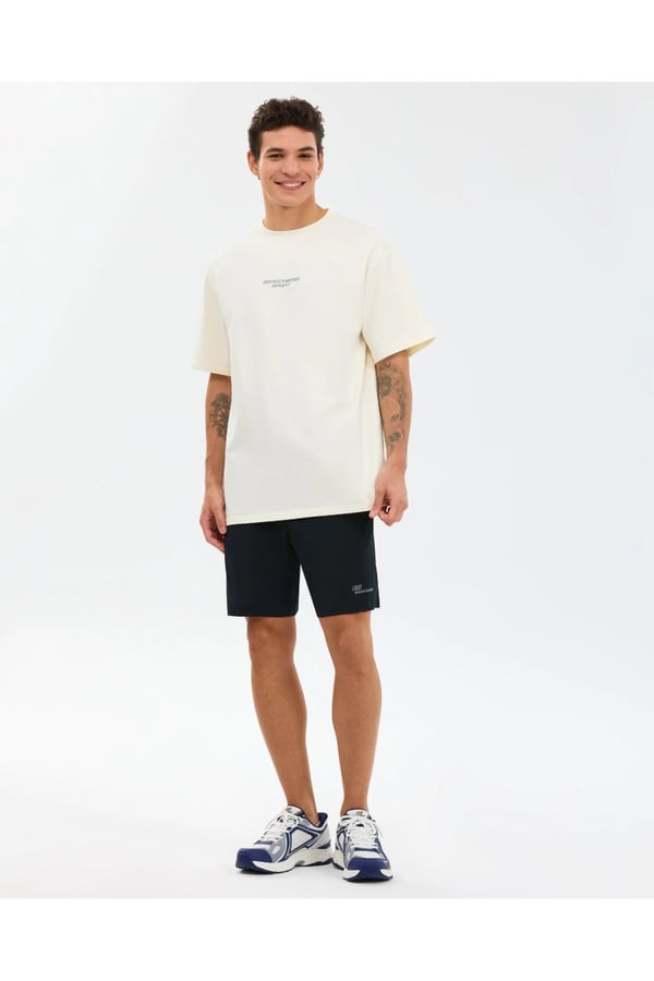 Skechers M Graphic Tee Reflect Logo Oversize T-Shirt Beyaz Erkek T-Shirt