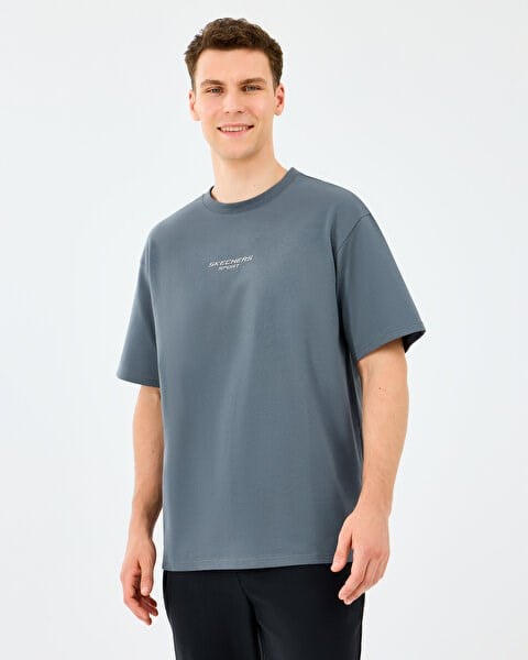 Skechers M Graphic Tee Reflect Logo Oversize T-Shirt Gri Erkek T-Shirt